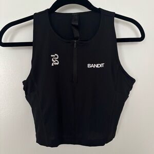 Bandit ares black front zip crop